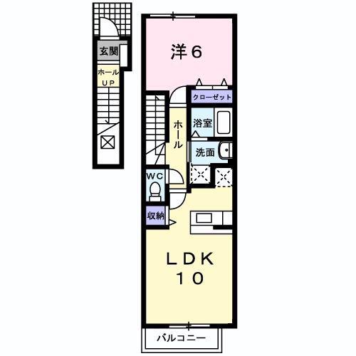 アル・デ・ジェニー(1LDK/2階)の間取り写真