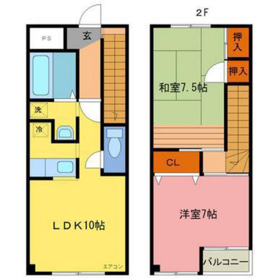 ラフォーレ田中町(2LDK/1階)の間取り写真