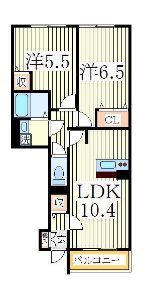 サンモール(2LDK/1階)の間取り写真