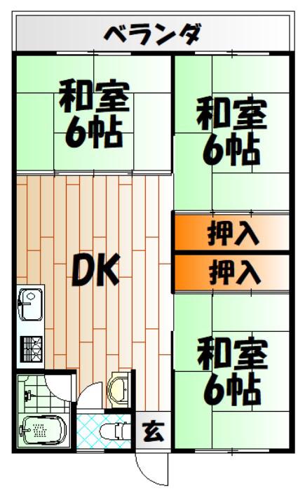 ベルガ熊谷(3DK/2階)の間取り写真