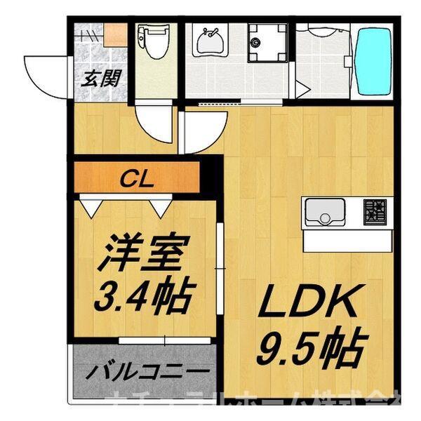 LE COCON豊橋II(1LDK/3階)の間取り写真