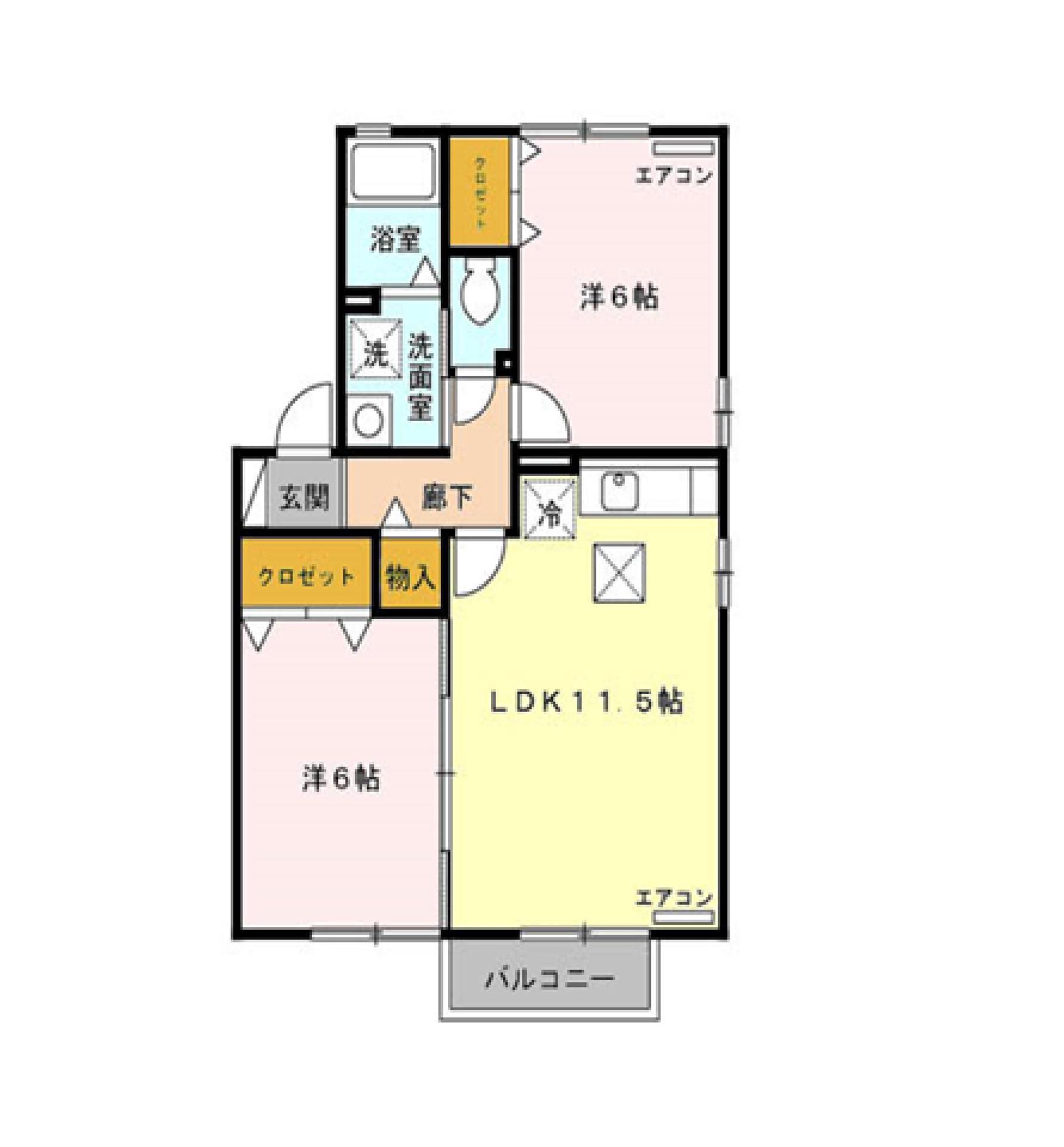 ファミールB(2LDK/1階)の間取り写真