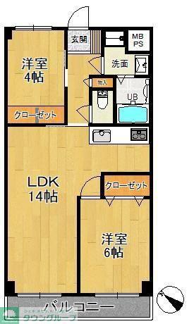 ヤマトマンション(2LDK/4階)の間取り写真