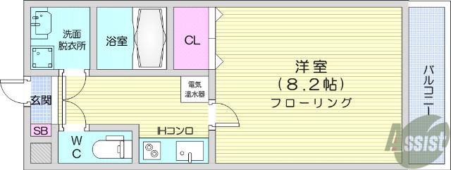 ボヌール3(1K/3階)の間取り写真