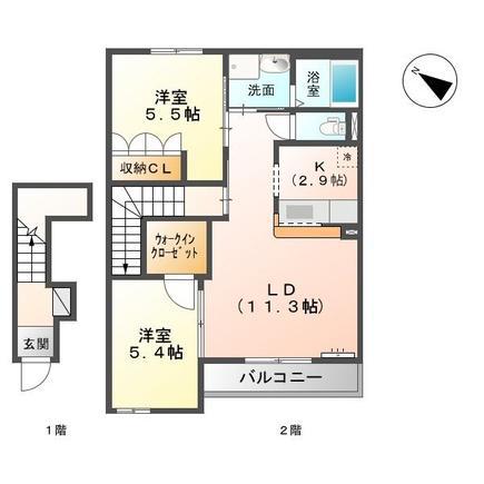 THE APARTMENTS MOTO(2LDK/2階)の間取り写真