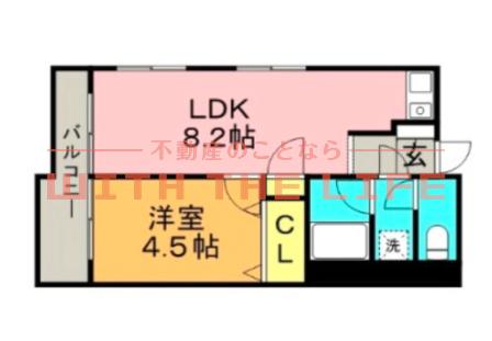 パークノヴァ久留米中央(1LDK/9階)の間取り写真