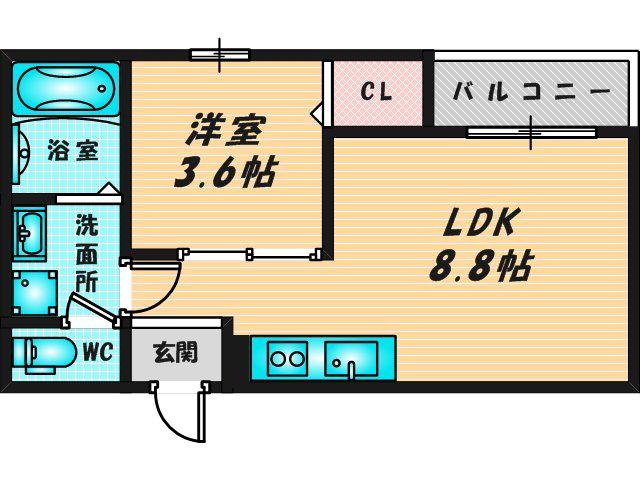FSTYLE八尾北久宝寺(1LDK/2階)の間取り写真
