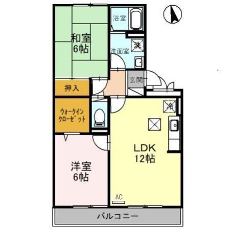 メゾン清水 B(2LDK/1階)の間取り写真