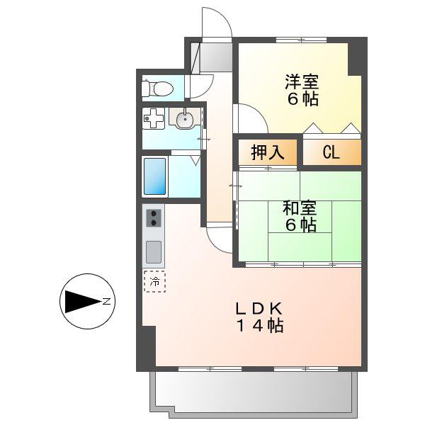 エスポワール金山(2LDK/9階)の間取り写真