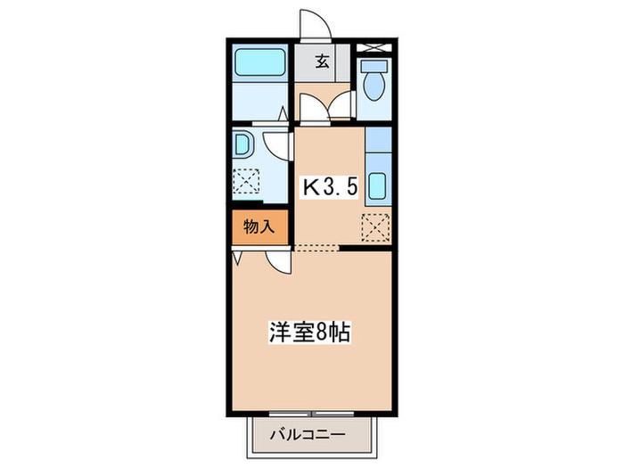 ハウスM(1K/2階)の間取り写真