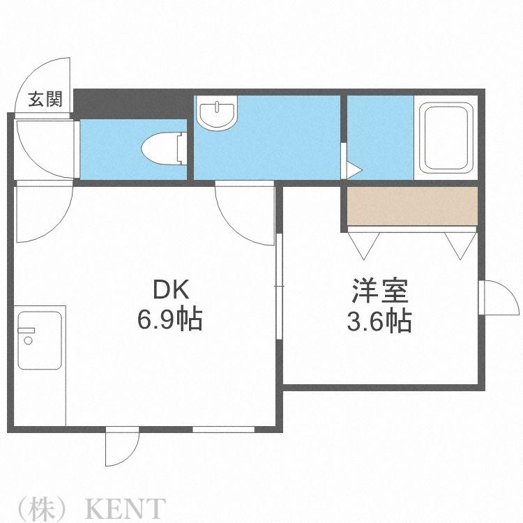 ディアコート(1DK/2階)の間取り写真