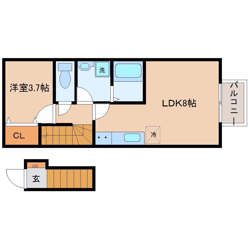 PIERA(1LDK/2階)の間取り写真