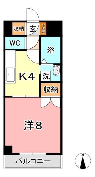グローリー中庄(1K/2階)の間取り写真