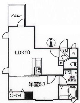 ロゼットII(1LDK/3階)の間取り写真