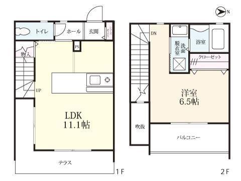 ファーストリンクよど姫(1LDK/1階)の間取り写真