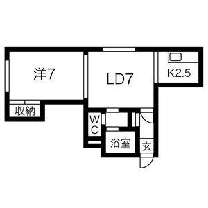 ティファニー北円山(1LDK/2階)の間取り写真