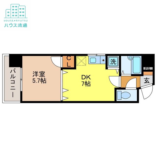クオーレ鍛冶屋町(1DK/1階)の間取り写真