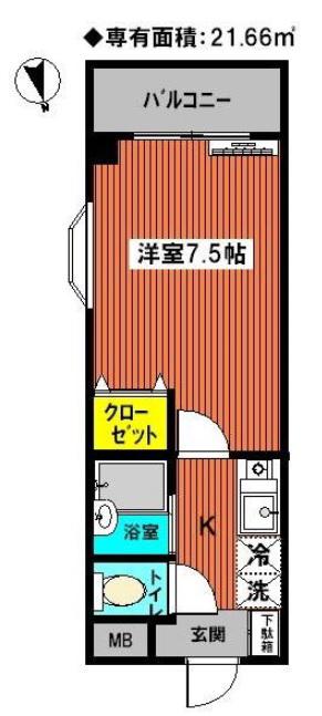 ステージ08(1K/2階)の間取り写真