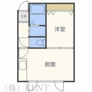 高伸ハイム(1DK/3階)の間取り写真