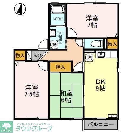 ホワイトハイツ白樺(3DK/1階)の間取り写真