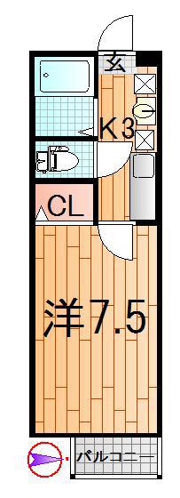 エクセルさくら(1K/2階)の間取り写真