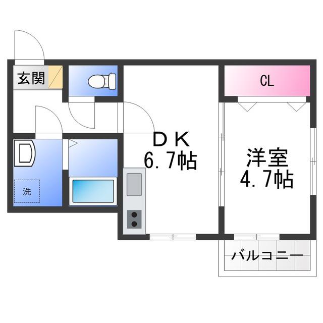 サンアーク北野田(1DK/1階)の間取り写真
