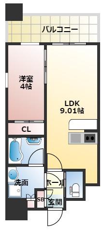 プレジオ緑地公園(1LDK/8階)の間取り写真