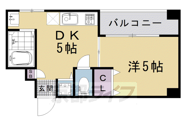 プロスペクト河原町五条(1DK/7階)の間取り写真