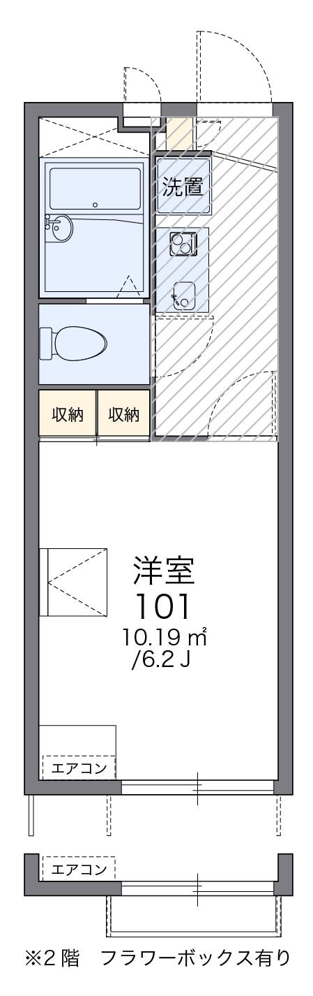 レオパレス南浜町(1K/1階)の間取り写真