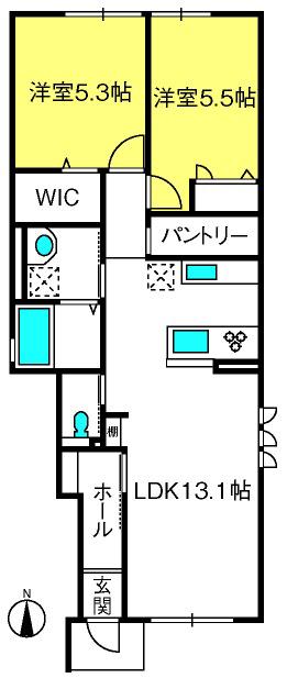 HALE LINO(2LDK/1階)の間取り写真