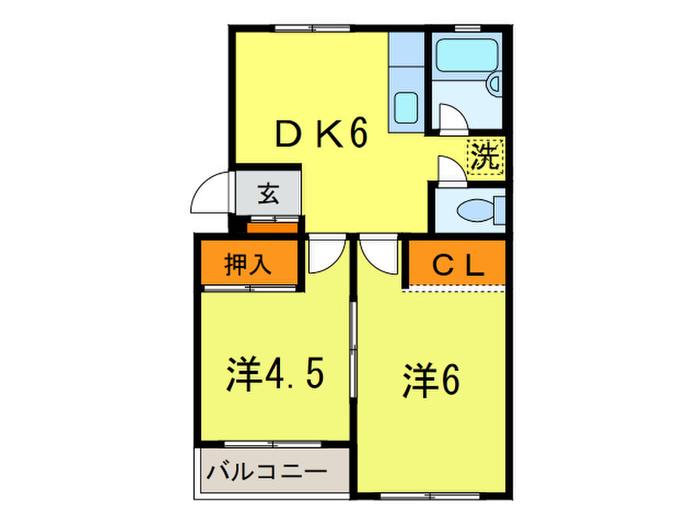 グリーンコーポ(2DK/2階)の間取り写真
