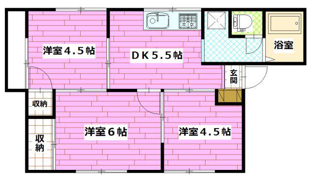 ドミールムナカタ(3DK/1階)の間取り写真