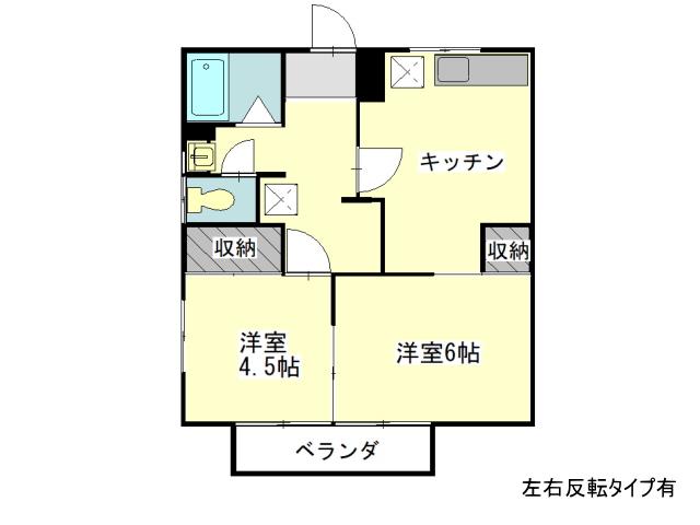 ペンシルストライプハウス(2DK/1階)の間取り写真