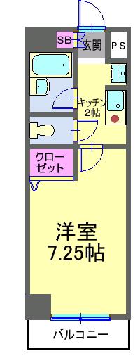 ボンヌシャンス(1K/4階)の間取り写真