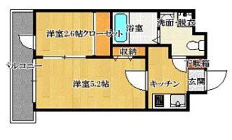 グランフォーレ呉服町(2K/13階)の間取り写真