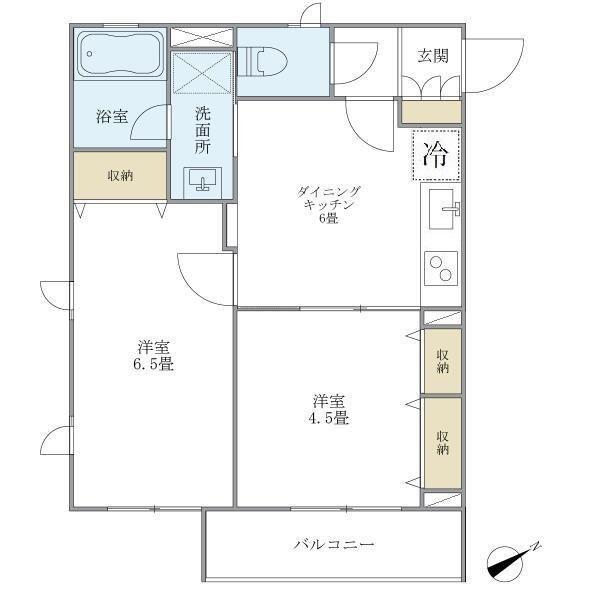 ウェルハウス東大井(2DK/2階)の間取り写真
