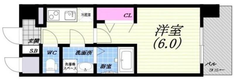クレアグレイス岸里(1K/8階)の間取り写真