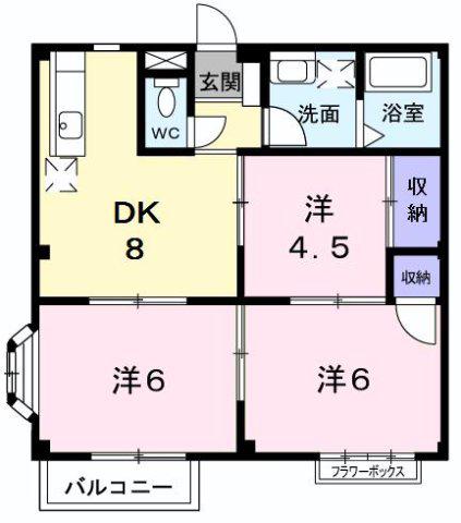 ヴィラ富士見台(3DK/2階)の間取り写真