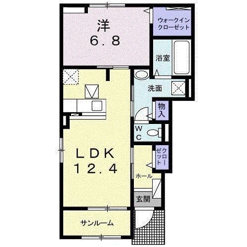 ラ・グラシューズI(1LDK/1階)の間取り写真