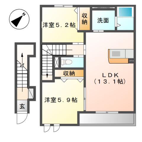 グランヒルズ(2LDK/2階)の間取り写真