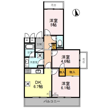 豪徳寺パークホームズ(3DK/4階)の間取り写真