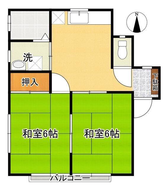 サンハイツ小山(2DK/1階)の間取り写真