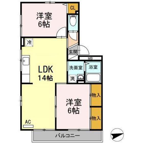 ルミエール西山(2LDK/3階)の間取り写真