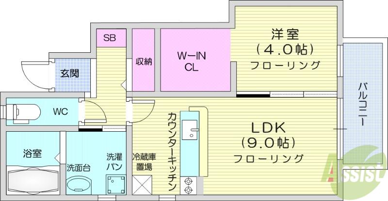 リレミト(1LDK/1階)の間取り写真