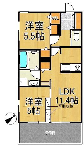 コンフォール鎌倉(2LDK/1階)の間取り写真