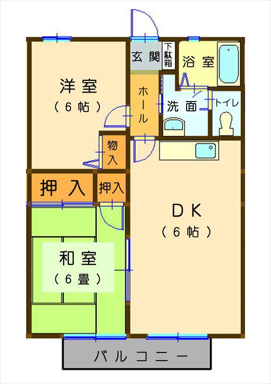 シャルマンA(2DK/2階)の間取り写真