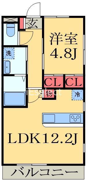 パティオⅥ(1LDK/3階)の間取り写真