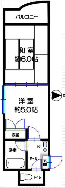エンゼルハイツ小阪本町(2K/4階)の間取り写真
