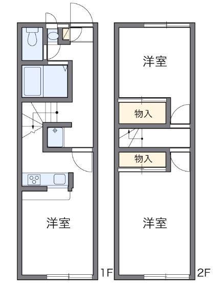 レオパレスM(2DK/1階)の間取り写真