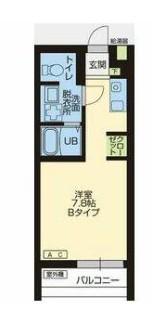 WOOD4東川口(ワンルーム/1階)の間取り写真